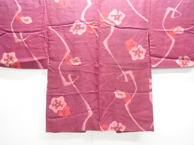 アンティーク　花模様織り出し銘仙羽織